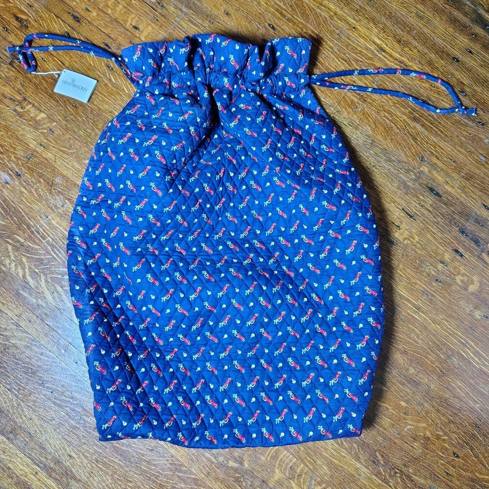 Vera Bradley VTG 1995 Quilted Navy Golf Pattern Sport Laundry Drawstring Bag